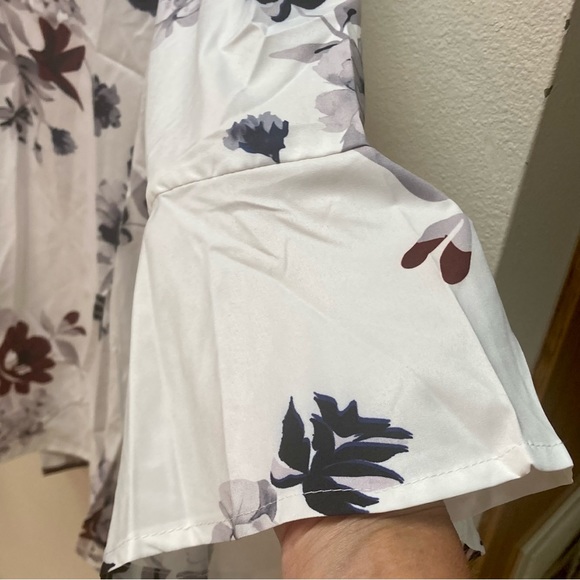 MISSLOOK Floral Print Balloon Sleeve V-Neck Blouse Size 3XL - Picture 6 of 8